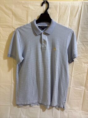 Light Blue Striped Men's Polo Shirt